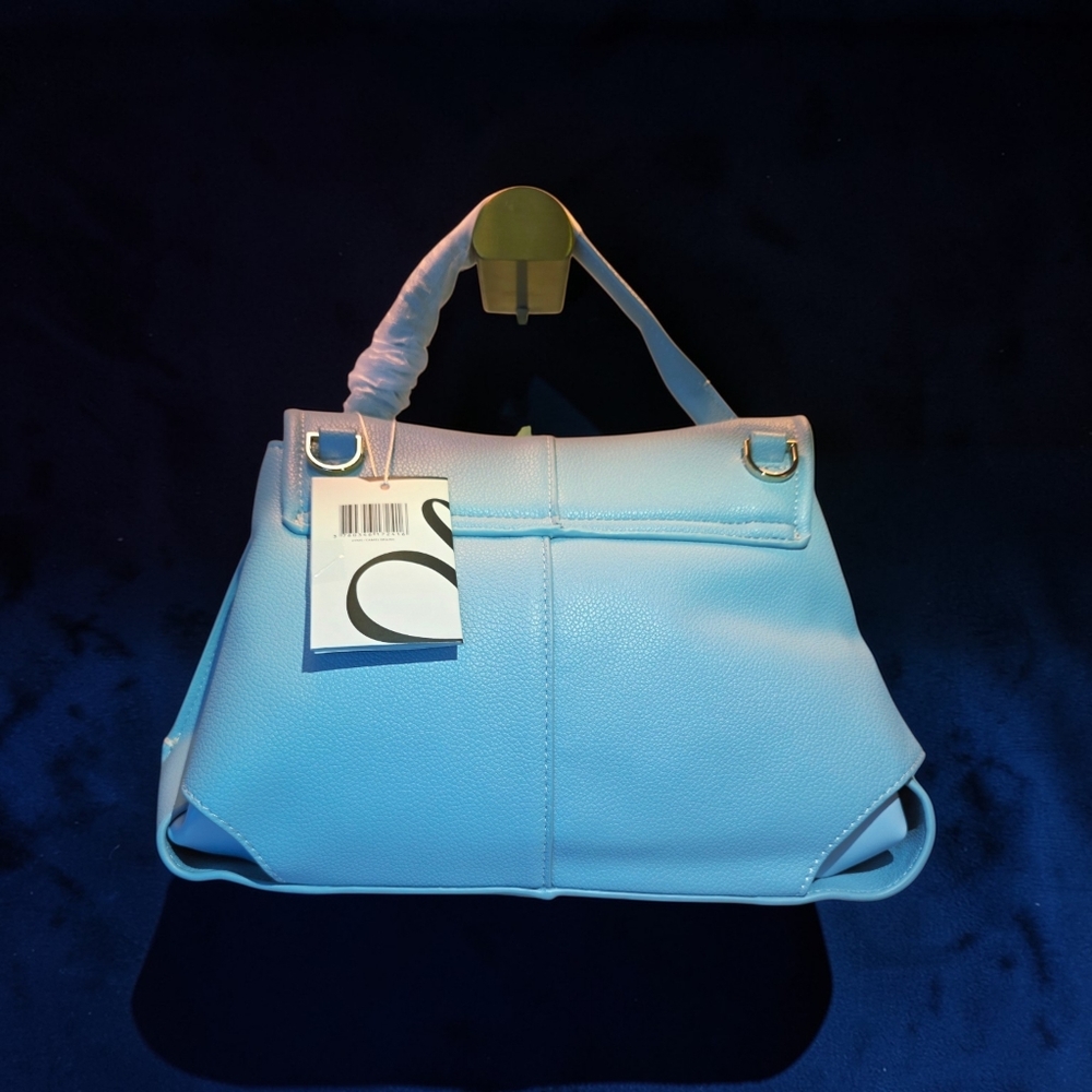 BIG SALE!! Elegant Blue Pebbled Leather Origami Style Satchel - Picture 8 of 8